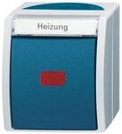 Busch-J&auml;ger Aufputz-Wippkontrollschalter 'Ocean' grau/blaugr&uuml;n mit Heizungslabel
