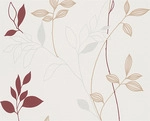 A.S. Cr&eacute;ation Vliestapete 'Avenzio 4' Bl&auml;tter Creme/rot 0,53 x 10,05 m