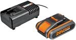 Worx Akku-Starter-Set Akku 20V / 2,0 Ah und Ladeger&auml;t 14,4-20V - WA3601