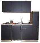 Respekta K&uuml;chenzeile 'Luis' mit E-Ger&auml;ten schwarz/eichefarben 180 cm