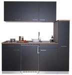 Respekta K&uuml;chenzeile 'Luis' mit E-Ger&auml;ten schwarz/wei&szlig; 180 cm
