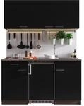 Respekta K&uuml;chenzeile 'Oliver' mit E-Ger&auml;ten schwarz/eichefarben 150 cm