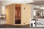 Weka Massivholz-Elementsauna 'Kemi 2 Eck' mit 7,5 kW OS-Ofenset, Steuerung, Glast&uuml;r