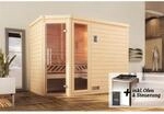 Weka Premium-Massivholzsauna 'Turku 3 Eck' mit 7,5 kW BioS-Ofenset, Steuerung,