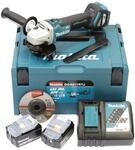 Makita Akku-Winkelschleifer 'DGA511RTJ' mit 2 Akkus, in Transportkoffer, 18 V