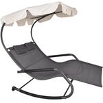 Garden Pleasure Schaukelliege 'Serifos' mit Sonnendach anthrazit/beige 138 x 160 x