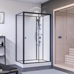Breuer Dusche mit Schiebet&uuml;r rechts und Seitenwand, Klarglas, vollgerahmt, schwarz