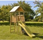 Wendi Toys Holz-Spielturm 'Falke' natur Rutsche und Kletterwand 280 x 110 x 270 cm