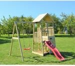 Wendi Toys Holz-Spielturm 'Gorilla' natur Rutsche, Kletterwand, Schaukel und