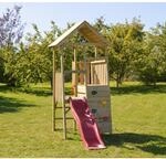 Wendi Toys Holz-Spielturm 'Hase' natur Rutsche und Kletterwand 260 x 110 x 270 cm