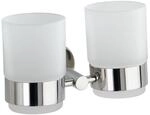 Wenko Zahnputzbecher 'Duo Bosio Shine' Glas mit Halterung, 2 St&uuml;ck
