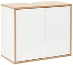 Fackelmann Waschbeckenunterschrank 'Finn' wei&szlig;/braun foliert 60 x 50 x 30,5 cm