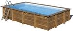 GRE Massivholzpool-Set 'Evora' 620 x 420 x 133 cm mit Edelstahlleiter, Holzleiter und