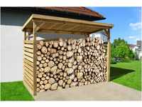 Brennholzlager mit Geräteraum naturfarben 310 x 204 x 130 cm