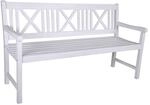 Garden Pleasure Gartenbank 'Malm&ouml;' 3-Sitzer Eukalyptusholz wei&szlig; 154 x 89 x 59 cm