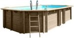 GRE Massivholzpool-Set 'Vermela' 672 x 472 x 146 cm mit Edelstahlleiter, Holzleiter