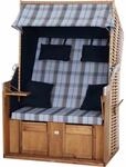 Trend by deVries Strandkorb 'Trend 10+' 2-Sitzer Akazienholz braun/blau 80 x 165 x 80
