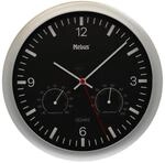 Quarz-Wanduhr schwarz mit Klimastation &Oslash; 25 cm