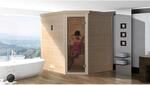 Weka Premium-Massivholzsauna 'Turku 1 Eck' mit 7,5 kW OS-Ofenset, Steuerung, Glast&uuml;r
