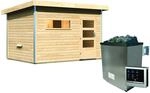 Karibu Saunahaus 'Skrollan 2' natur 9 kW Ofen, Steuerung Easy, Vorraum 336 x...