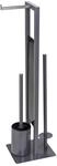 Wenko Stand WC-Garnitur 'Rivalta' 3-in-1 grau Standfu&szlig; aus Glas