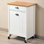 Kesper K&uuml;chenwagen wei&szlig;/bambus mit Abfalleimer 50 x 79 x 37 cm