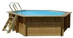 GRE Massivholzpool-Set 'Vasto' &Oslash; 428 x 136 cm mit Edelstahlleiter, Holzleiter und