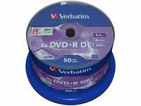 1x50 Verbatim DVD+R Double Layer 8x Speed, 8,5GB matt silver 43758