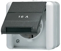 Jung 820NAW, JUNG SCHUKO-Steckdose 820 NAW | 1-fach Aufputz | Klappdeckel 