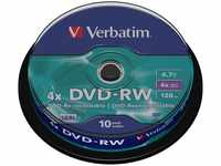 Verbatim DVD+RW 4.7GB/120Min/4x Cakebox (10 Disc) 11-020-048