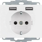Hager 48037009, Hager Berker Steckdose SCHUKO/USB | 48037009 | Unterputz | 2x...