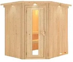 Karibu Sauna Siirin mit Eckeinstieg 68 mm-Ohne Ofen-inkl. Dachkranz- Isolierte