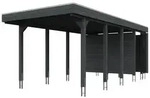 Skan Holz Carport Friesland 314x708 cm inkl. Abstellraum Sparset 2 schiefergrau