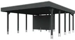 Skan Holz Carport Friesland 557x708 cm inkl. Abstellraum Sparset 4 schiefergrau