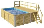 Weka Massivholzpool 595 Gr. 1 - 45 mm - 400 x 301 cm Poolfolie: blau