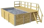 Weka Massivholzpool 595 Gr. 1 - 45 mm - 400 x 301 cm Poolfolie: hellgrau