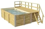 Weka Massivholzpool 595 Gr. 1 - 45 mm - 400 x 301 cm Poolfolie: Mosaik sand