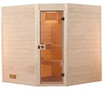 Weka Sauna Valida Eck 1.8 mit Glast&uuml;r/Fenster- Massivholzsauna 38 mm Ganzglast&uuml;r
