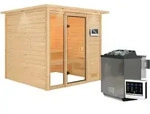 Karibu Woodfeeling Sauna Jutta - 38 mm Bronzierte Ganzglast&uuml;r Inkl. Dachkranz...