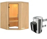 Karibu Sauna Nanja - 68 mm Systemsauna - 230 Volt Plug & Play Klarglas Ganzglast&uuml;r
