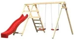 Akubi Kinderspielger&auml;t Doppelschaukel Felix mit Kletterger&uuml;st und Rutsche-rot
