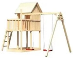 Akubi Stelzenhaus Frieda mit Doppelschaukelanbau naturbelassen