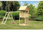 Akubi Kinderspielturm Lotti inkl. Doppelschaukel, Kletterger&uuml;st und Kletterwand