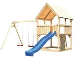Akubi Kinderspielturm Luis mit Doppelschaukel, Kletterwand und Wellenrutsche...