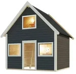 Karibu Kinderspielhaus Kalle mit 2 Etagen - 19 mm terragrau