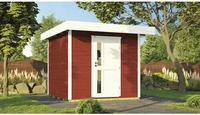 Weka Gartenhaus Designhaus 172 mit Vordach (50 cm) und Design-Einzelt&uuml;re schwedenrot