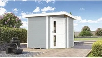 Weka 21 mm Gartenhaus 229 A Eckhaus inkl. moderner Design-Einzelt&uuml;r grau Gartenhaus
