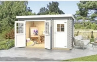 Weka Gartenhaus 254 hellgrau/wei&szlig; - 28 mm 370 x 200 cm (Gr. 1) - 50 % Rabatt auf