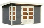 Karibu Gartenhaus Kastorf 7 mit Fensterecke - 28mm-364 x 244 cm- terragrau