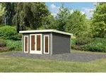 Karibu Premium Gartenhaus Radeburg 3 - 40mm-369 x 369 cm- terragrau
